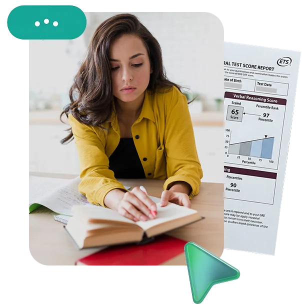 Material y reporte de calificación del examen GRE