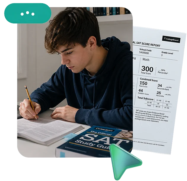 Material y reporte de calificación del examen SAT
