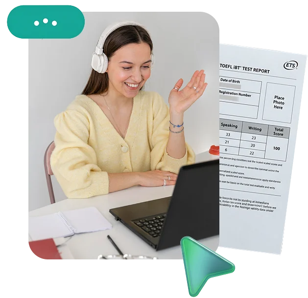 Material y reporte de calificación del examen TOEFL iBT